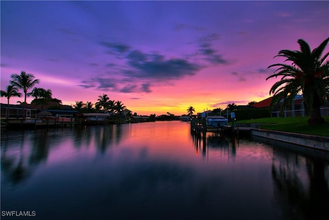 water view with a boat dock