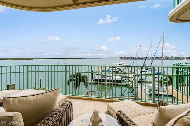 balcony with a water view