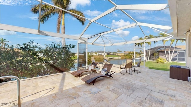 view of patio / terrace with glass enclosure