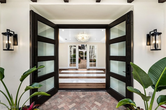 property entrance with french doors