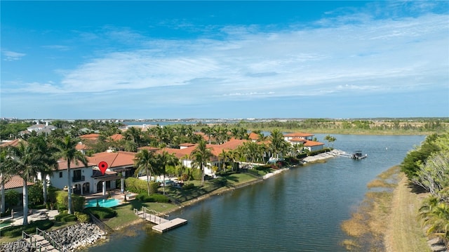 bird's eye view featuring a water view