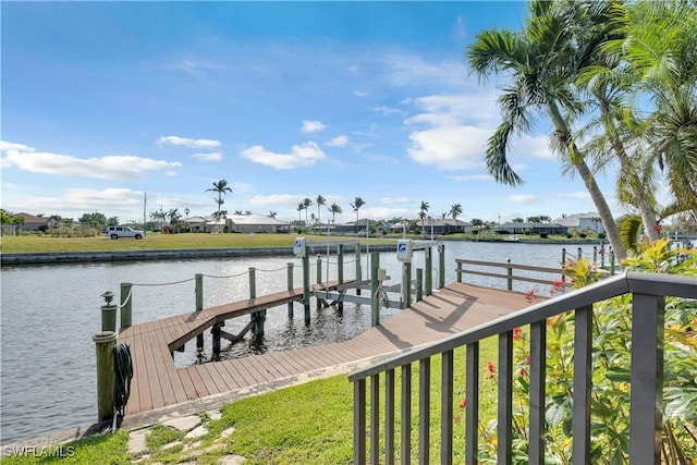 dock area featuring a water view