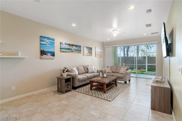 view of tiled living room