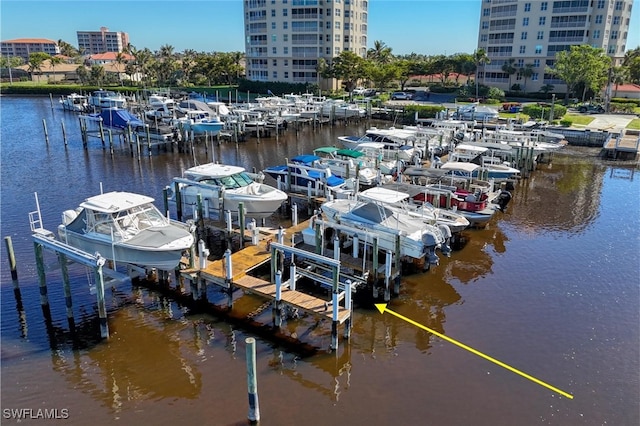 view of dock featuring a water view