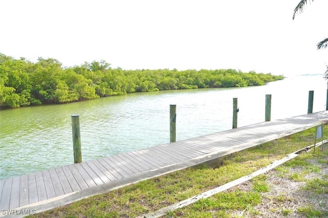 view of dock featuring a water view