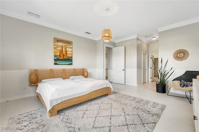 bedroom featuring crown molding