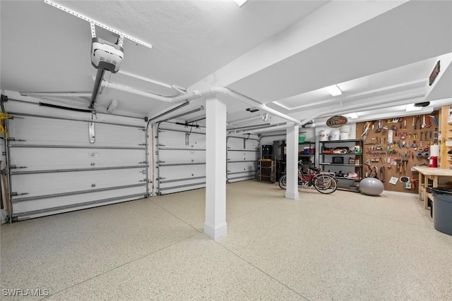 garage with a garage door opener