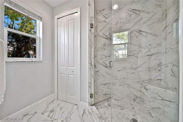 bathroom featuring an enclosed shower