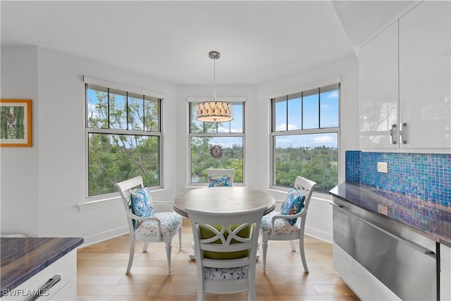 dining area with light hardwood / wood-style flooring