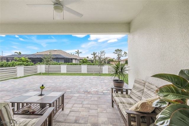 view of patio with ceiling fan