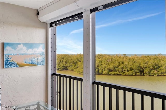 balcony with a water view