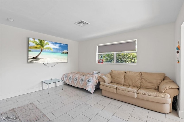 bedroom with visible vents