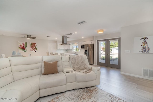 living room with french doors