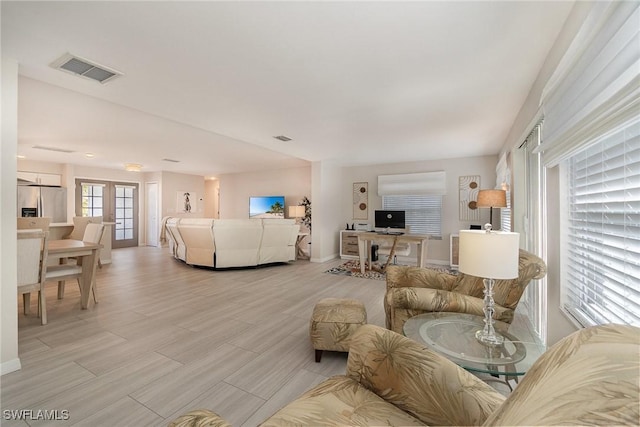 living room with french doors