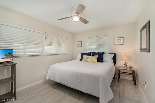 bedroom featuring ceiling fan