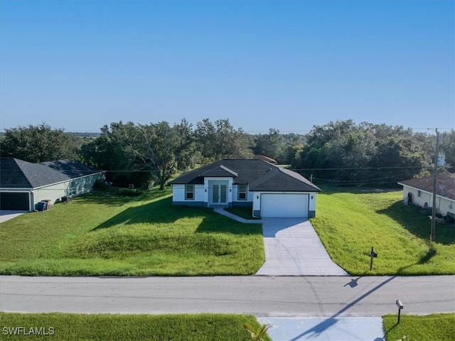 2506 50th St W, Lehigh Acres, FL 33971 - ranch-style house featuring a front lawn, driveway, and a garage