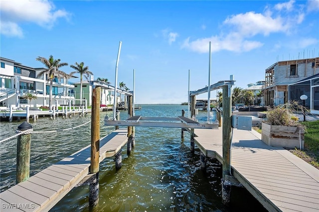 dock area featuring a water view