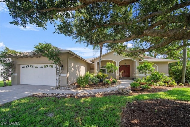 view of front of property with a garage