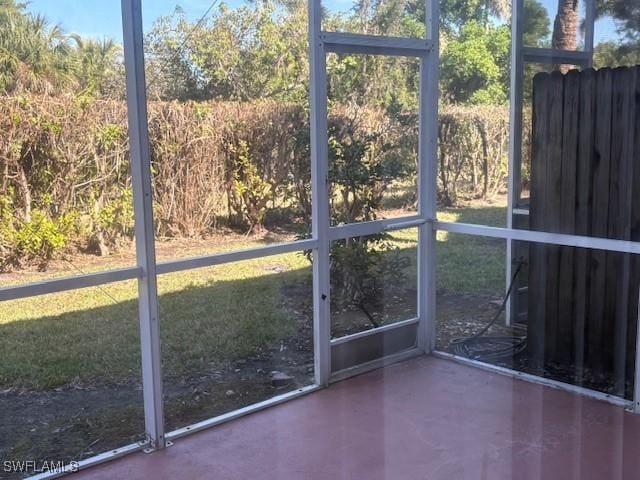 view of unfurnished sunroom