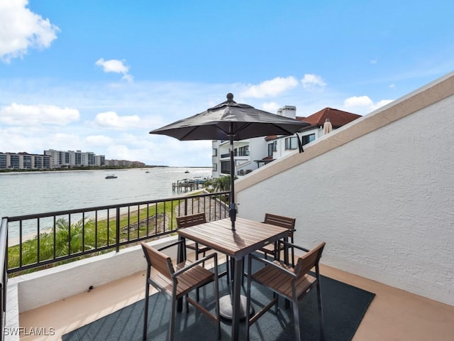 deck with a water view