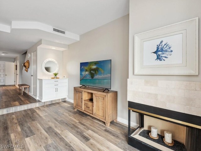 living room featuring hardwood / wood-style floors