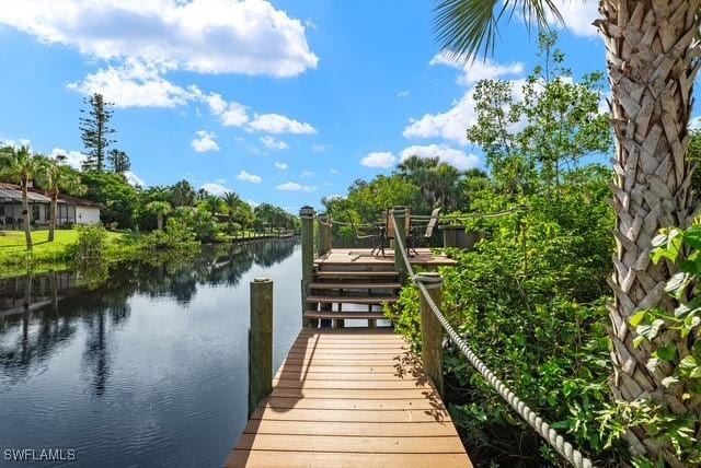 view of dock featuring a water view