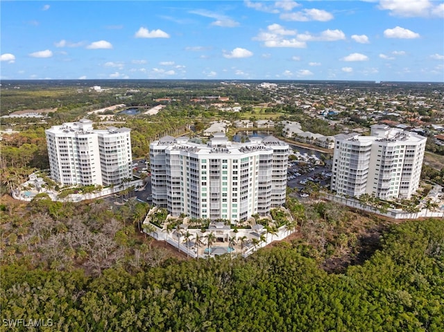 drone / aerial view with a city view