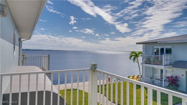 balcony with a water view