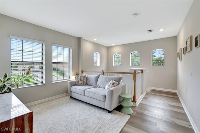 living room featuring light hardwood / wood-style flooring