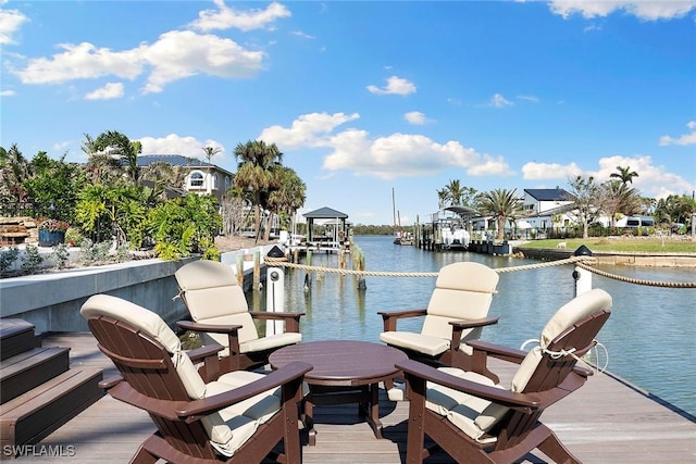 view of dock featuring a water view