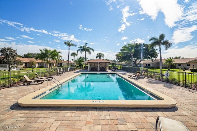 view of swimming pool featuring a patio