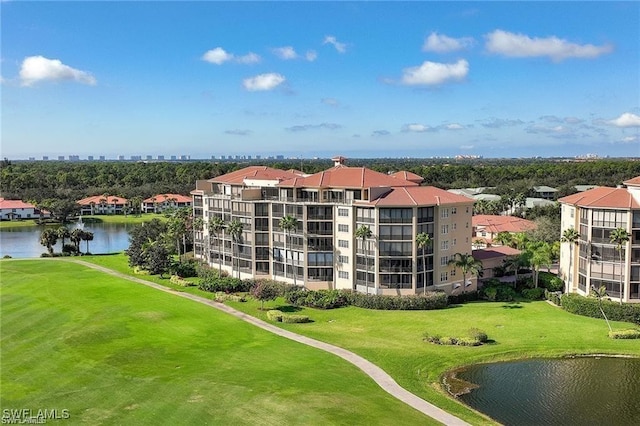 exterior space featuring a water view