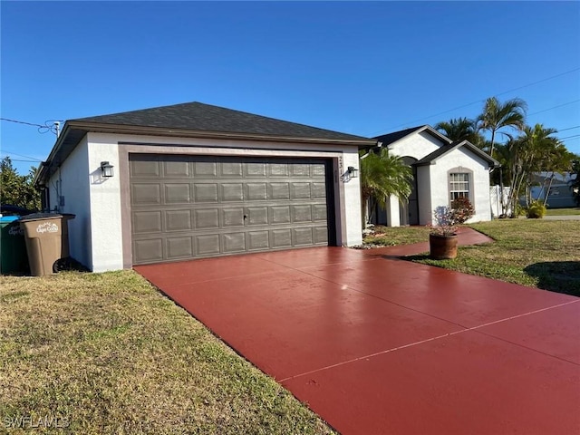 ranch-style house with a front lawn and a garage