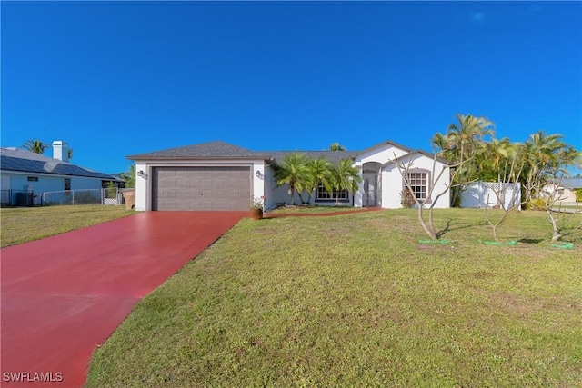 view of front facade with a garage and a front yard