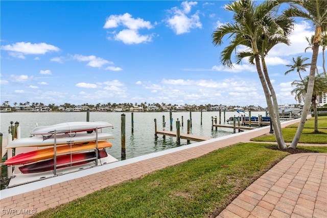 dock area featuring a water view