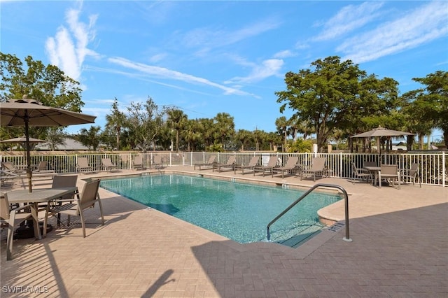 view of pool featuring a patio