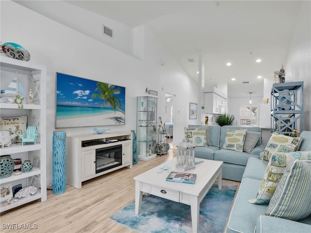 living room featuring light hardwood / wood-style flooring