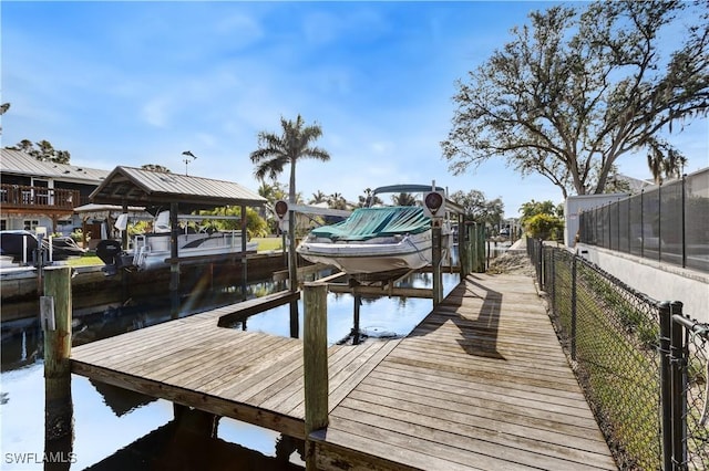 view of dock featuring a water view