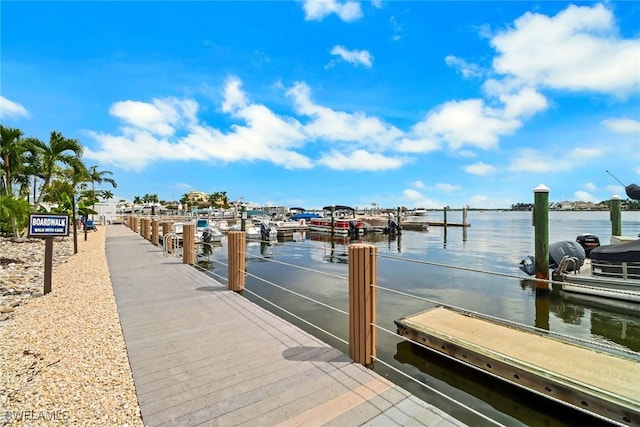 dock area featuring a water view