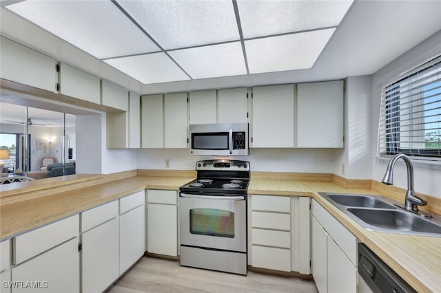 kitchen with white cabinetry, sink, and stainless steel appliances