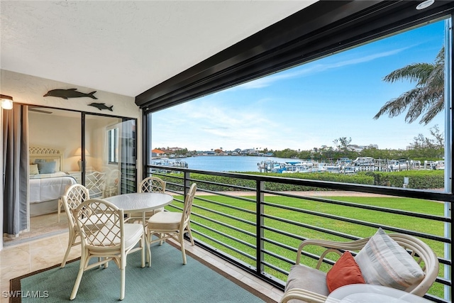 balcony with a water view