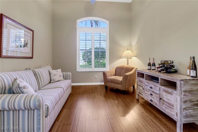 sitting room with hardwood / wood-style floors