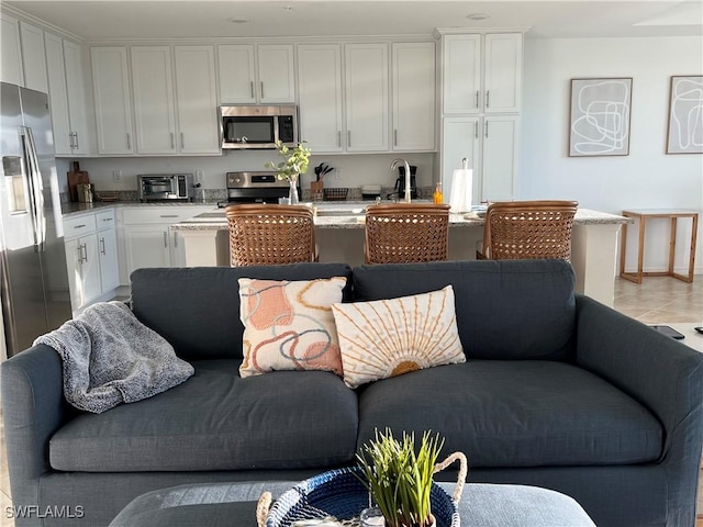 view of tiled living room