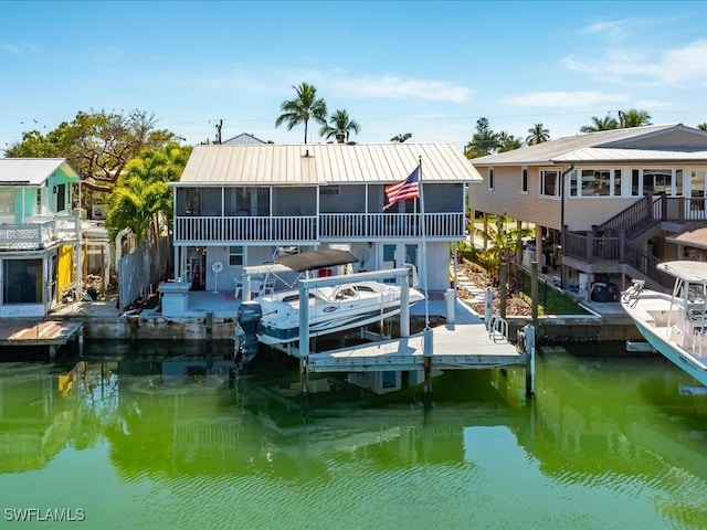 view of dock featuring a water view