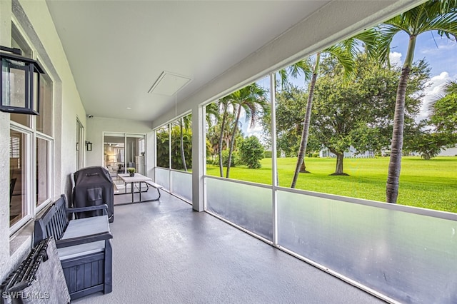 view of unfurnished sunroom