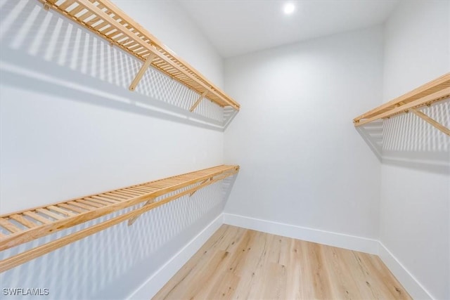 spacious closet featuring hardwood / wood-style flooring