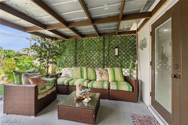 view of patio featuring an outdoor living space