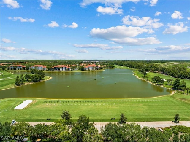 view of home's community with a water view