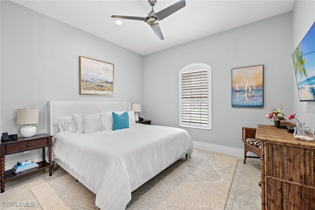 bedroom featuring ceiling fan