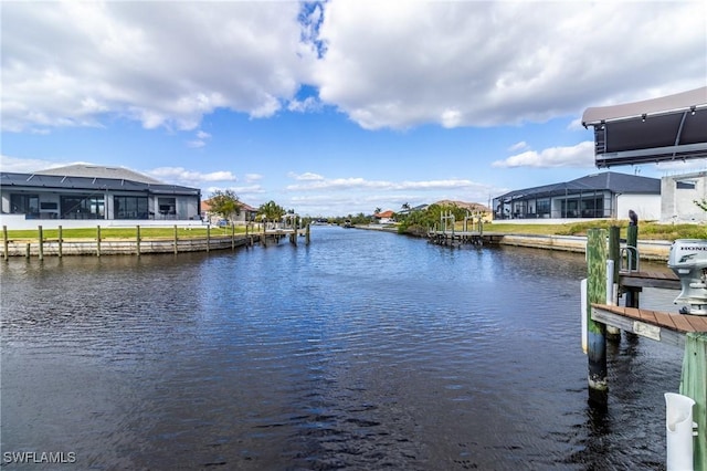 property view of water featuring a dock